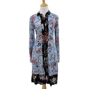 Maeve Shirt Dress Womens 0 Floral Leyster Lace Back Button Front Anthropologie